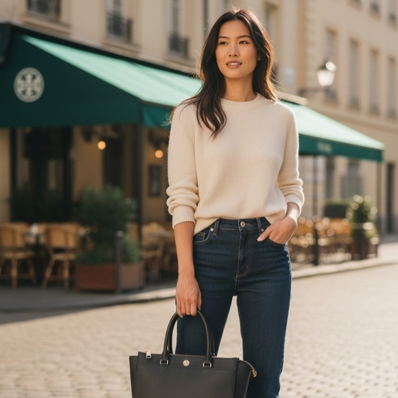 Tory Burch Navy Blue Satchel - Picture 3 of 16